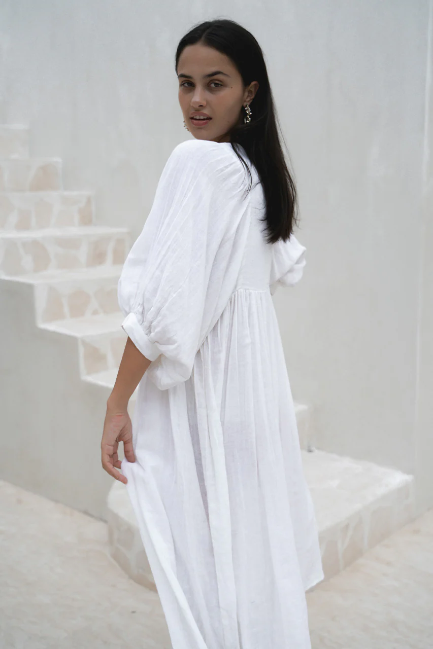 Kyra Midi Dress ~ White Gauze - Image 3